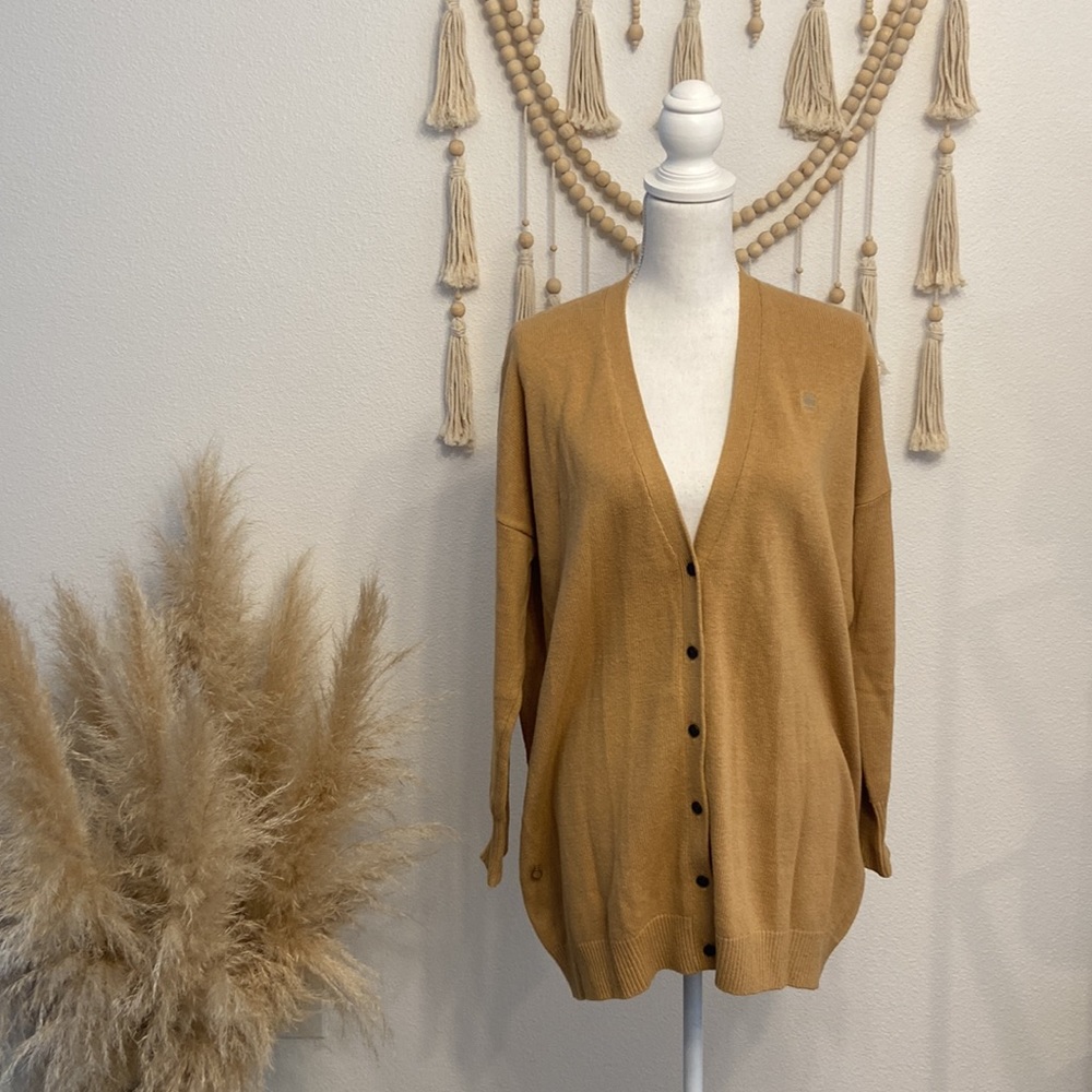 G-Star Raw cardigan sweater Correct Line grandpa oversize mustard khaki xs